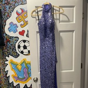 DARK PURPLE SEQUIN TIGHT PROM DRESS